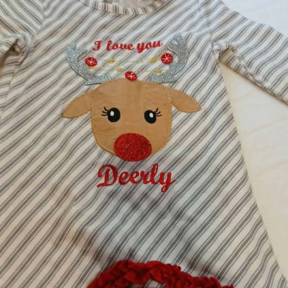 Emily Rose gray-and-white striped children's  holiday  dress  3T